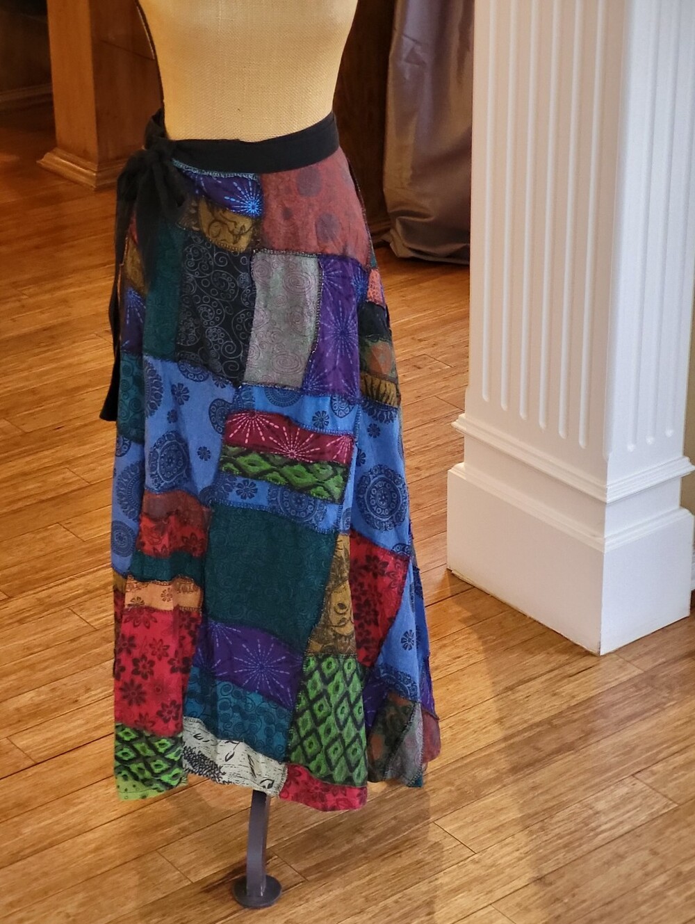 The Royal Collection Cotton Patchwork Wrap Skirt Medium Made In Nepal - Picture 3 of 7